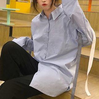 Strap Detail Shirt / V-neck Knit Vest