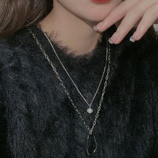 Layered Necklace 1 Pc - Necklace - Silver - One Size