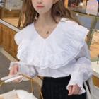 Frill-trim Embroidered Blouse White - One Size