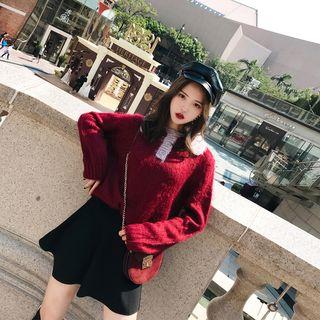 Polo Collared Color-block Sweater