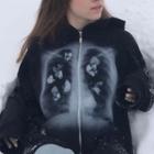 Skeleton And Butterfly Graphic Zip-up Hoodie