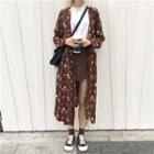 Floral Loose-fit V-neck Coat