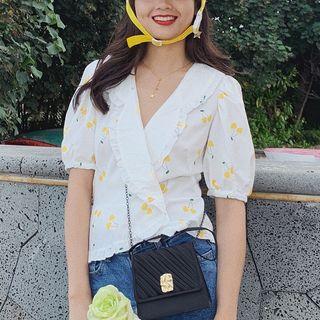 Short-sleeve Cherry Print Top