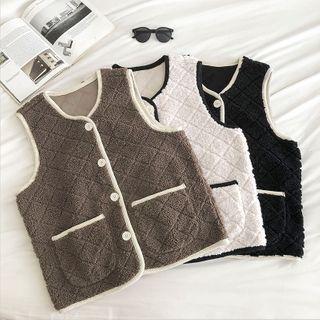 Double-pocket Crewneck Single-breasted Vest