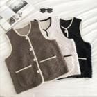 Double-pocket Crewneck Single-breasted Vest