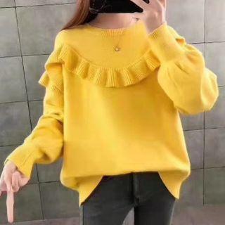 Long-sleeve Wood Ear Flower Trim Sweater