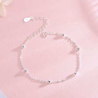 925 Sterling Silver Bead Bracelet Brs110 - One Size
