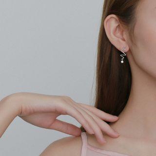 Rhinestone Drop Earring 1 Pair - Drop Earrings - Silver - One Size