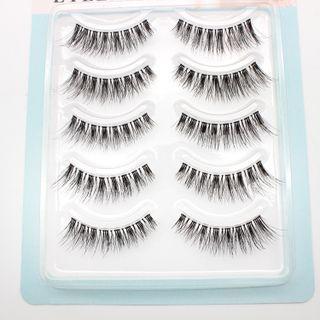 False Eyelashes - Wa-9 Set Of 5 Pairs - Black - One Size