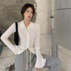 Long-sleeve Button-up Knit Top / Sweatpants