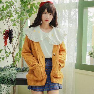 Embroidered Frilled Capelet Sweatshirt