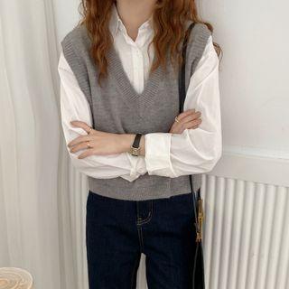 V-neck Plain Cropped Vest