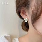 Flower Alloy Earring 925 Silver Needle - White - One Size