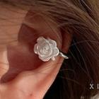 Rose Ear Cuff 1 Pair - Silver & Off-white - One Size