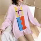Print Long-sleeve Loose-fit Shirt Pink - One Size