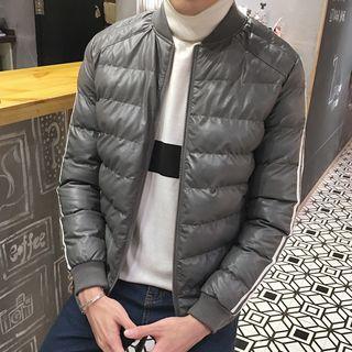 Contrast-trim Padded Bomber Zip-up Jacket