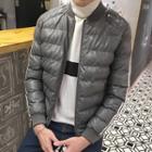 Contrast-trim Padded Bomber Zip-up Jacket