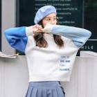 Color Block Sweater Blue & White - One Size