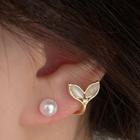 Mermaid Tail Faux Cat Eye Stone Faux Pearl Alloy Earring 1 Pair - Pink & Gold - One Size