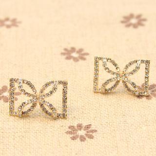 Rhinestone Bow Stud Earrings