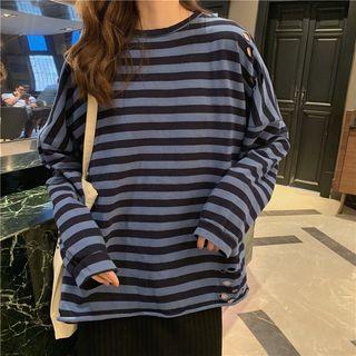 Loose-fit Distressed Striped T-shirt