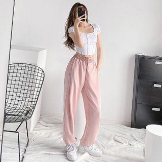 Drawstring Straight-cut Loose Sweatpants