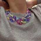 Acrylic Chunky Chain Necklace 3295 - Multicolor - One Size