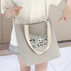 Print Canvas Tote Bag Premium - Japanese Character - Gray - One Size