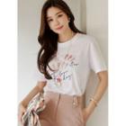 Happy Letter Printed T-shirt