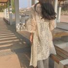 3/4-sleeve Long Lace Jacket Almond - One Size