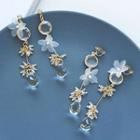 Non-matching Faux Crystal Flower Dangle Earring