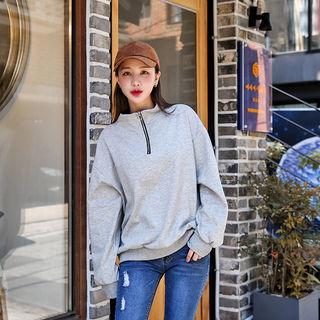 High-neck Zip-front Pullover