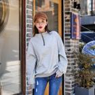 High-neck Zip-front Pullover