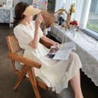 Glittered V-neck Short-sleeve Dress