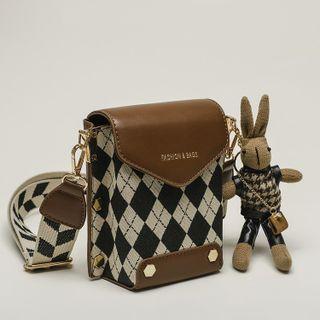 Wide Strap Argyle Crossbody Bag