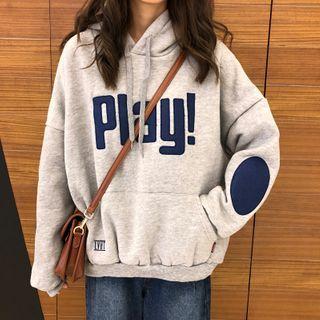 Lettering Patched Hoodie