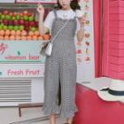 Frill Trim Pinafore Wide Leg Jumpsuit