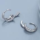 925 Sterling Silver Layered Mini Hoop Earring White Gold - One Size