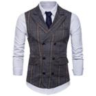 Double-breasted Check Vest