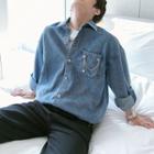 Chain Detail Oversized Denim Shirt