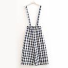 Plaid Suspender Wide Leg Pants