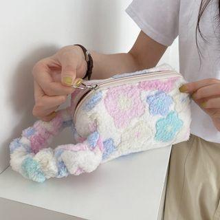 Flower Print Make Up Pouch Flower - Pink & Light Blue - One Size