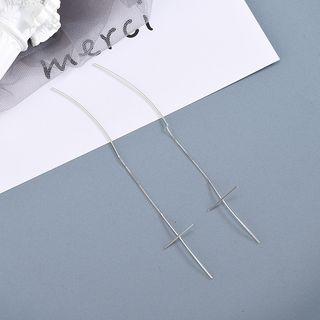 925 Sterling Silver Cross Dangle Earring 1 Pair - Es995 - Silver - One Size
