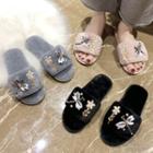 Rhinestone Furry Slippers