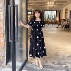Short-sleeve Square-neck Midi Skirt