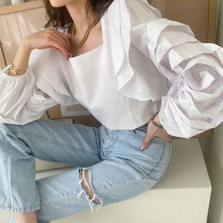 Square-neck Embellished Blouse
