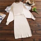 Set: Crop Sweater + Sleeveless Knit Dress