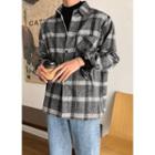 Pocket-front Oversized Checked Shirt