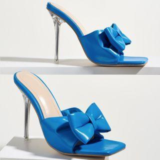 Faux Leather Bow Stiletto Sandals