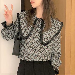 Patterned Blouse Light Blue - One Size